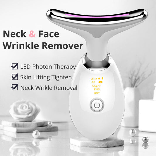 EMS Thermal Neck Lifting And Tighten Massager Electric Microcurrent Wrinkle Remover - sidwish