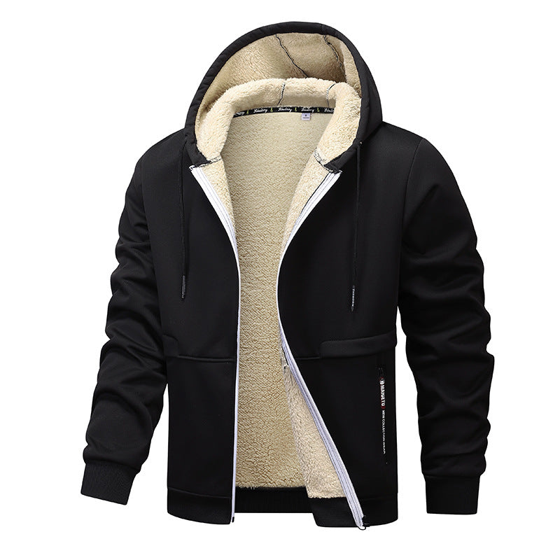 Casual Hoodies For Men Heavyweight Fleece Sweatshirt Winter Thick Sherpa Lined Hooded Zipper Coats