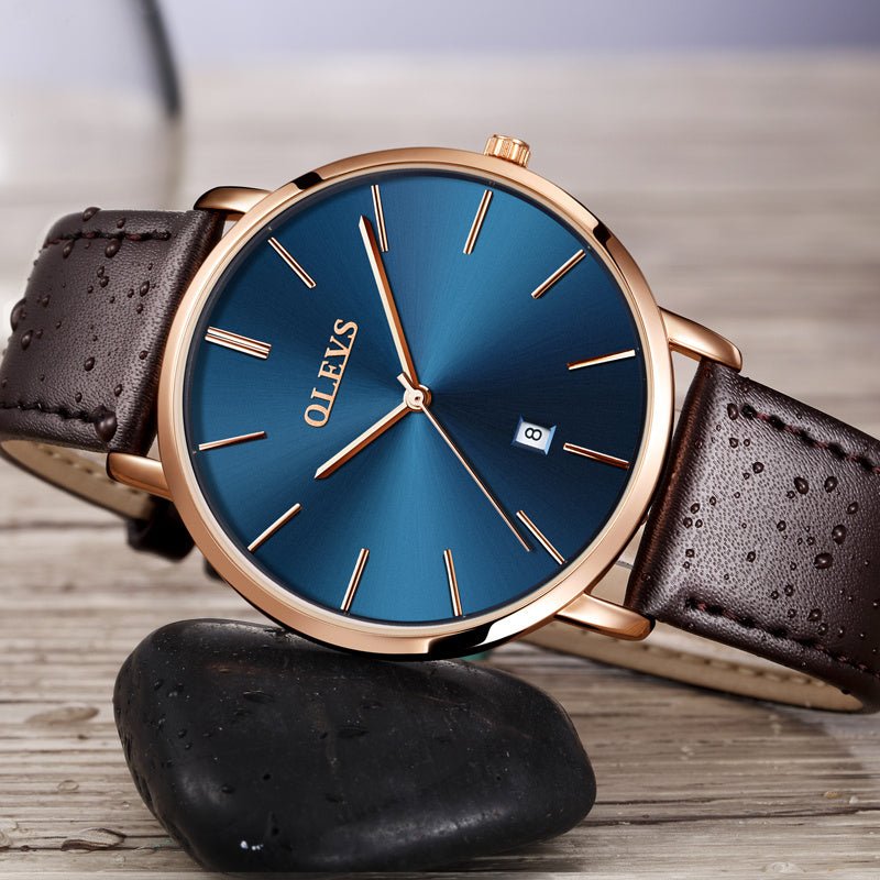 Fashion Casual Watch Men Luxury Brand Mens Watches Leather Sport Waterproof Auto Date Quartz Wristwatch - sidwish