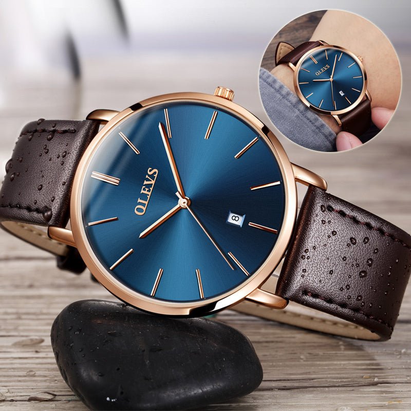 Fashion Casual Watch Men Luxury Brand Mens Watches Leather Sport Waterproof Auto Date Quartz Wristwatch - sidwish