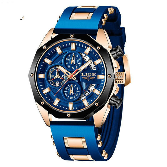 Fashion Mens Watches Top Brand Luxury Silicone Sport Watch Men Quartz Date Clock Waterproof Wristwatch Chronograph - sidwish