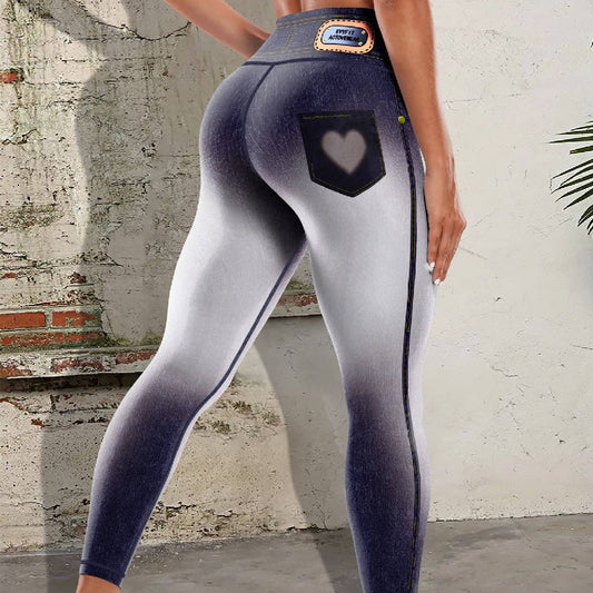 Fashion New Denim Print Yoga Pants Women - sidwish