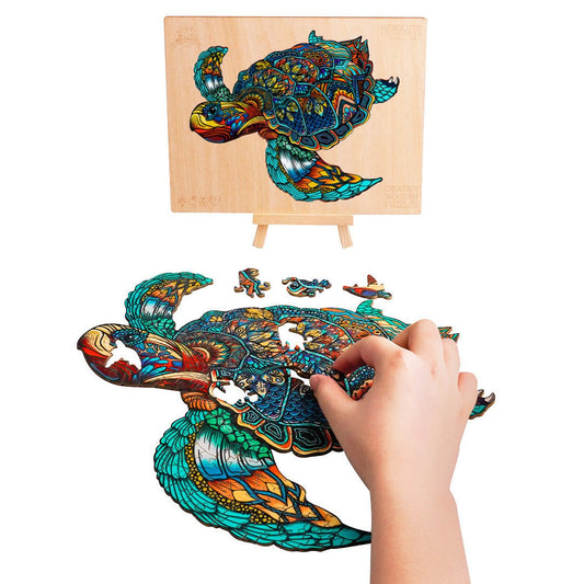 Fashionable Irregular Shaped Solid Turtle Wooden Puzzle Wooden Animal Puzzle - sidwish