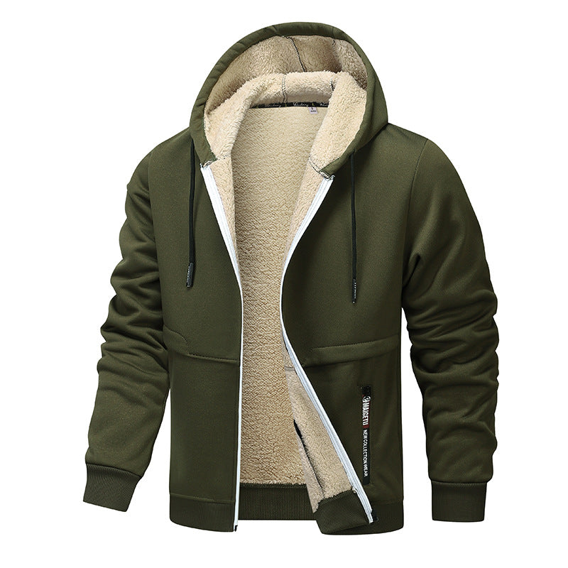 Casual Hoodies For Men Heavyweight Fleece Sweatshirt Winter Thick Sherpa Lined Hooded Zipper Coats