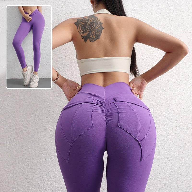 High Waist Hip Lift Yoga Pants With Pockets Women's Sports Fitness Trousers Leggings - sidwish