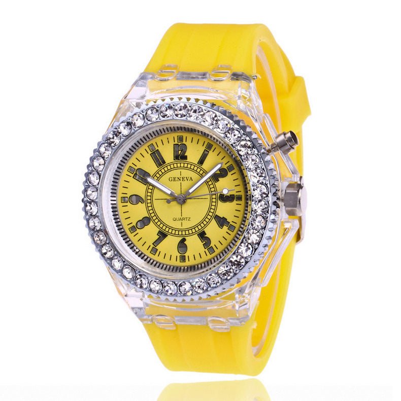 LED Luminous Watches Geneva Women Quartz Watch Women Ladies Silicone Bracelet Watches - sidwish