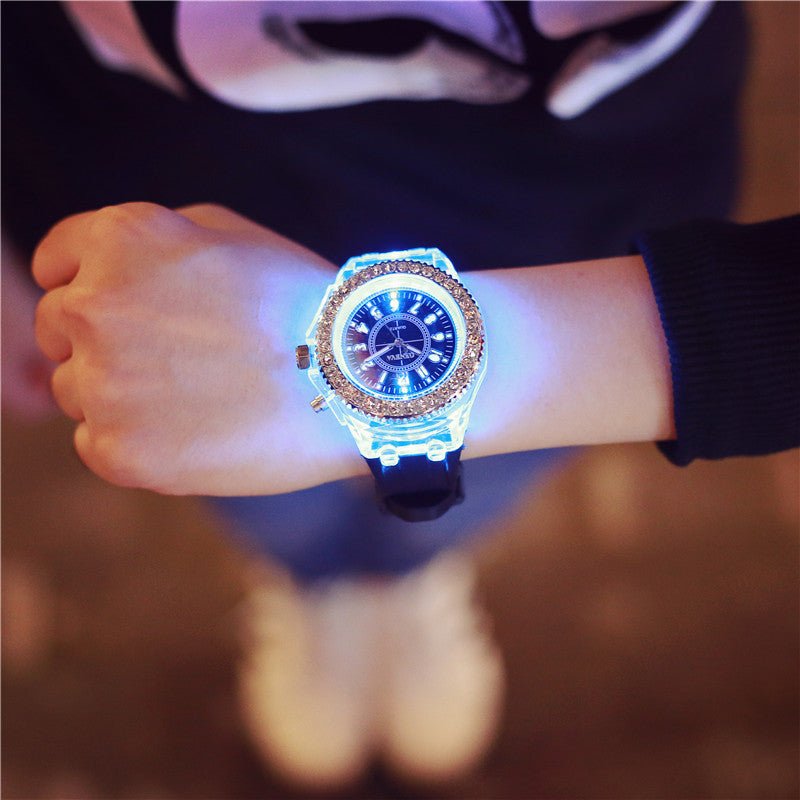 LED Luminous Watches Geneva Women Quartz Watch Women Ladies Silicone Bracelet Watches - sidwish