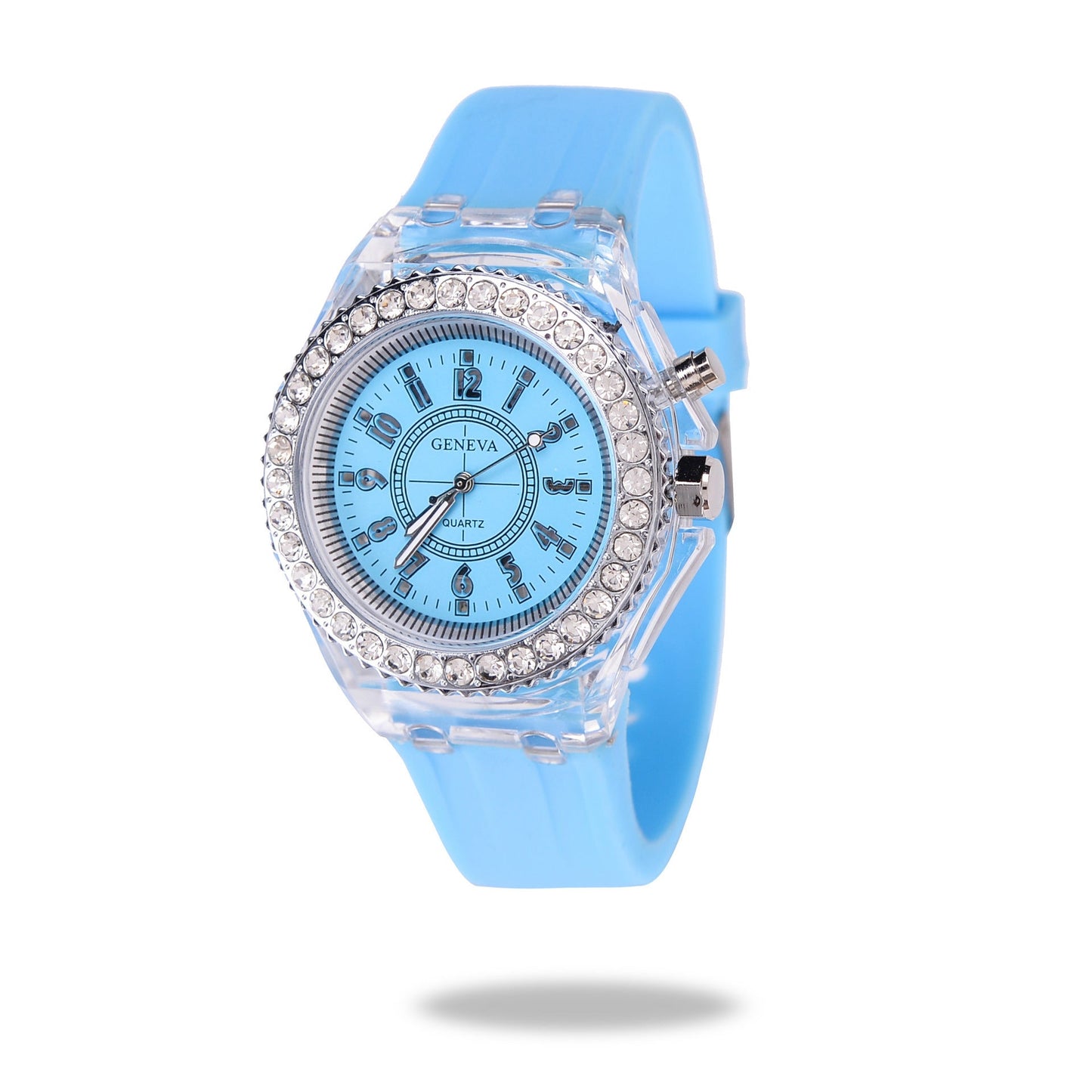 LED Luminous Watches Geneva Women Quartz Watch Women Ladies Silicone Bracelet Watches - sidwish