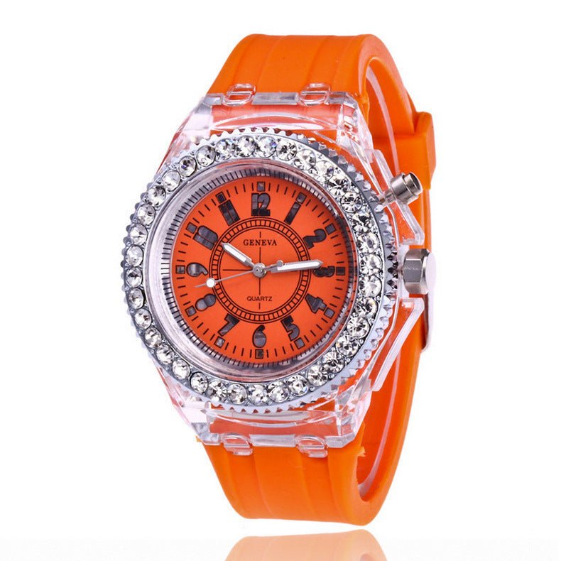 LED Luminous Watches Geneva Women Quartz Watch Women Ladies Silicone Bracelet Watches - sidwish