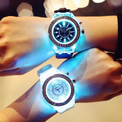 LED Luminous Watches Geneva Women Quartz Watch Women Ladies Silicone Bracelet Watches - sidwish