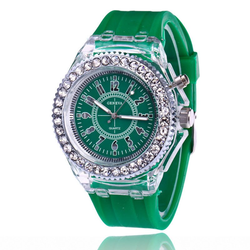 LED Luminous Watches Geneva Women Quartz Watch Women Ladies Silicone Bracelet Watches - sidwish