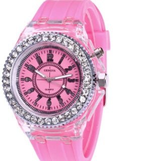 LED Luminous Watches Geneva Women Quartz Watch Women Ladies Silicone Bracelet Watches - sidwish