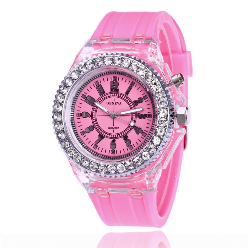LED Luminous Watches Geneva Women Quartz Watch Women Ladies Silicone Bracelet Watches - sidwish