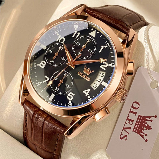 OLEVS Luxury Mens Watches Waterproof Luminous Quartz - sidwish