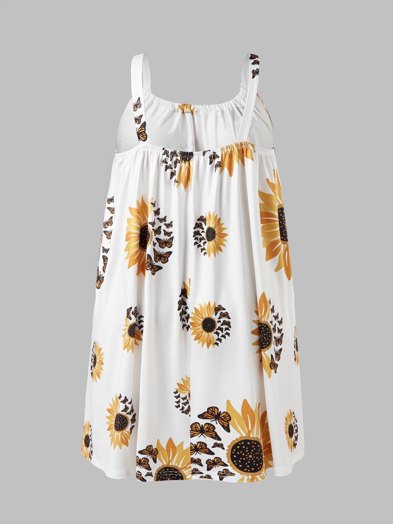 Plus Size Sleeveless Camisole Sunflower Printed Vest Elegant Wrap Women's Sexy Party Casual Loose Dresses - sidwish