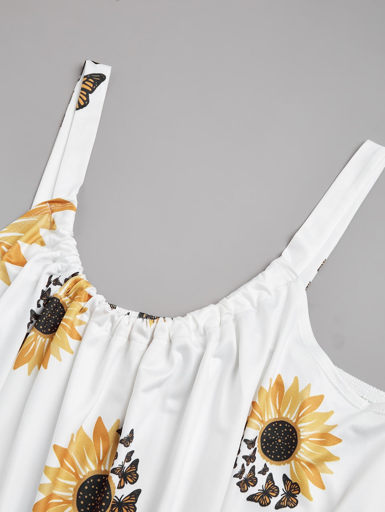 Plus Size Sleeveless Camisole Sunflower Printed Vest Elegant Wrap Women's Sexy Party Casual Loose Dresses - sidwish