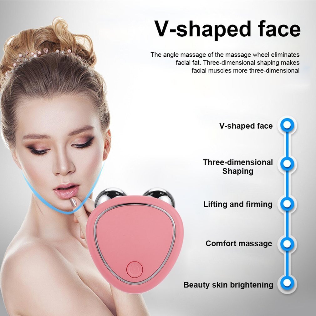 Portable Facial Micro - current Beauty Instrument For Lifting Thinning And Reducing Edema With Double Roller Massager - sidwish