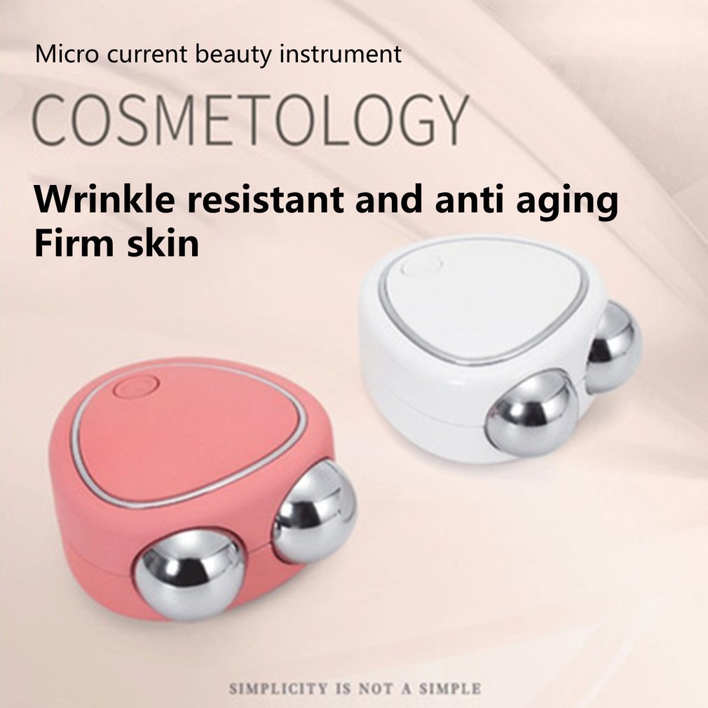 Portable Facial Micro - current Beauty Instrument For Lifting Thinning And Reducing Edema With Double Roller Massager - sidwish