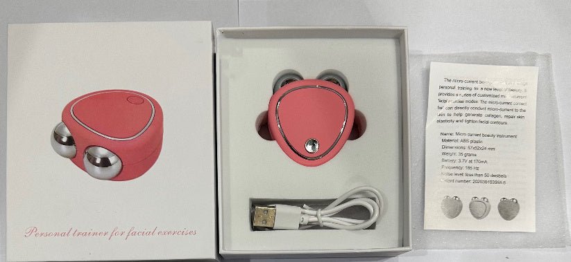 Portable Facial Micro - current Beauty Instrument For Lifting Thinning And Reducing Edema With Double Roller Massager - sidwish