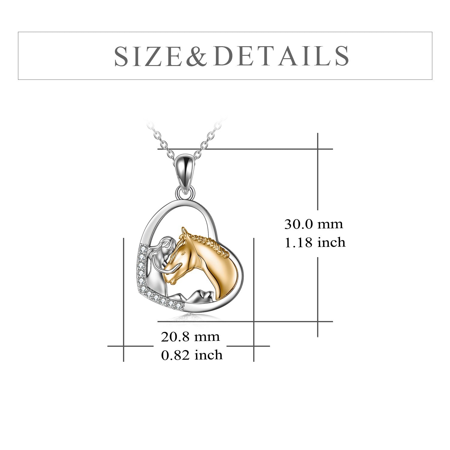 Sterling Silver Girls Embrace Horse Heart Pendant Necklace for Women Girls - sidwish