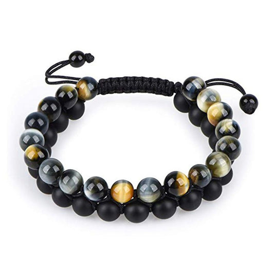 Tiger Eye Couple Bracelets Matte Black Agate Beads Bracelet - sidwish
