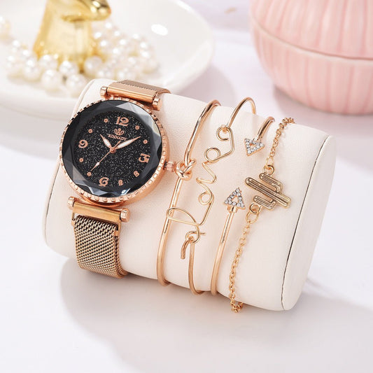 Women Watches Starry Sky Magnet Buckle Fashion Bracelet Wristwatch Roman Numeral Simple Clock Gift - sidwish