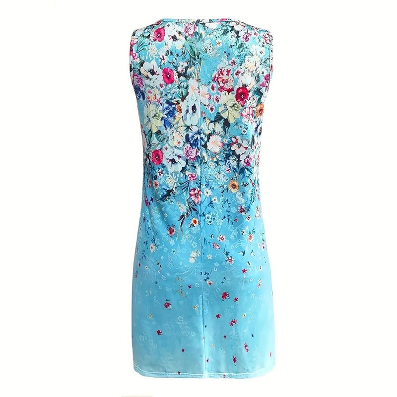 Women's Sleeveless Floral Print Boho Sundress Casual Loose Fit Summer Tank Dress - sidwish
