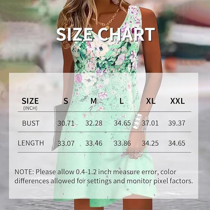 Women's Sleeveless Floral Print Boho Sundress Casual Loose Fit Summer Tank Dress - sidwish