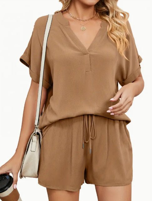 Women's Solid Color Loose Fit Casual 2 - Piece Set Conjunto Short Summer Sets - sidwish