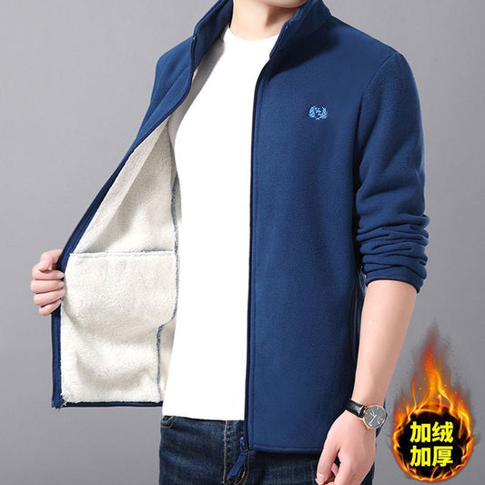 Autumn And Winter Stand-up Collar Plus Velvet Thickened Fleece Jacket