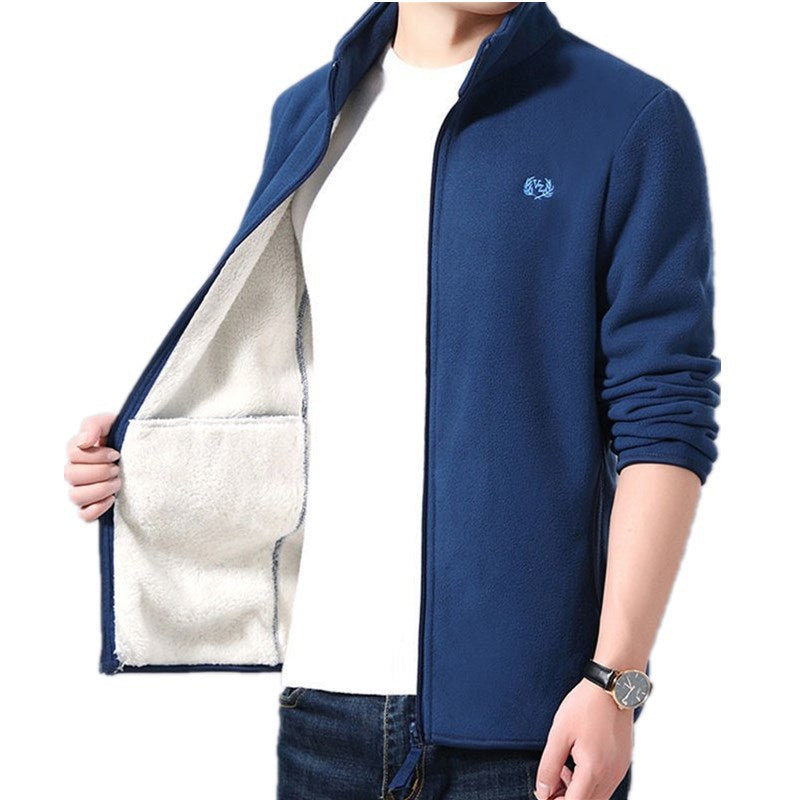 Autumn And Winter Stand-up Collar Plus Velvet Thickened Fleece Jacket