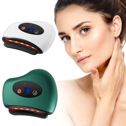 Eletric Bianstone Gua Sha Board Tools Hot Compress Heating Vibration Back Facial Massager Meridian Lymphatic Drainage Scraping Heating Vibration Scraping Neck Face Skin Lifting Removal Wrinkle Tool - Sidwish