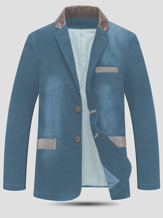 Men's Casual Denim Patchwork Suit Jacket - Sidwish