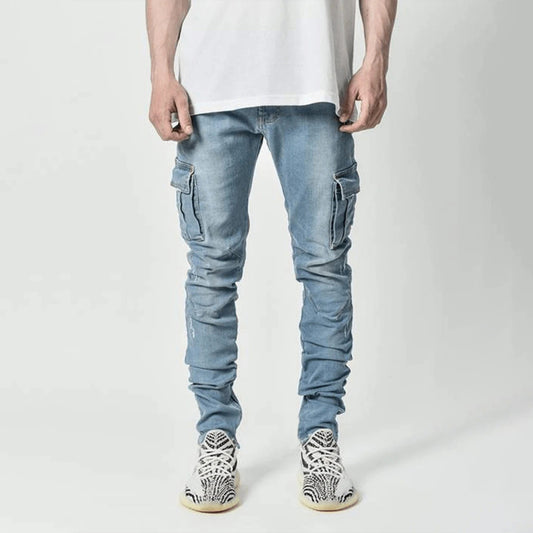 New style jeans men's side pocket skinny jeans - Sidwish