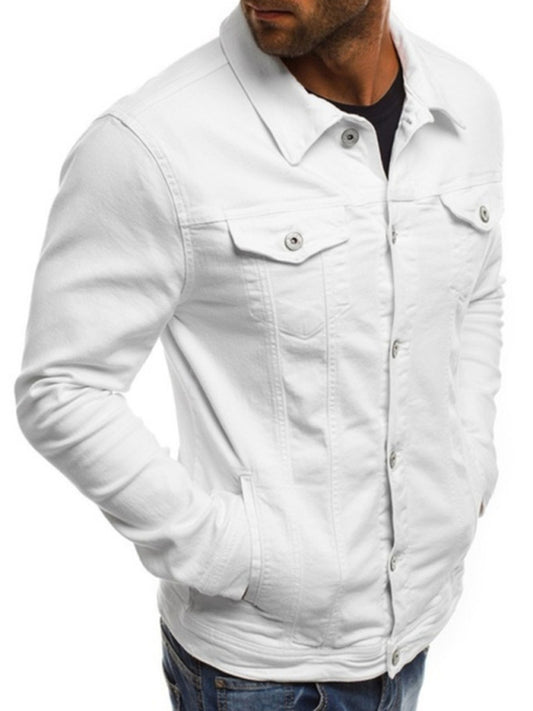 Trendy Fashion Casual Slim Denim Jacket Multi Pocket Button Stand Collar Workwear Jacket - Sidwish