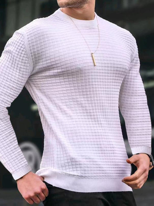 Men's casual round neck slim long sleeve sports knitted top - Sidwish
