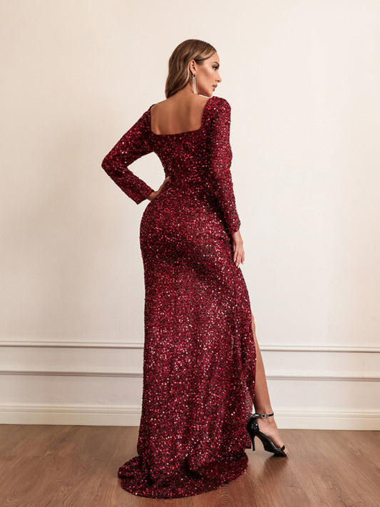 Woman'S New Long Sleeve Sequin Maxi Dress Dress - Sidwish