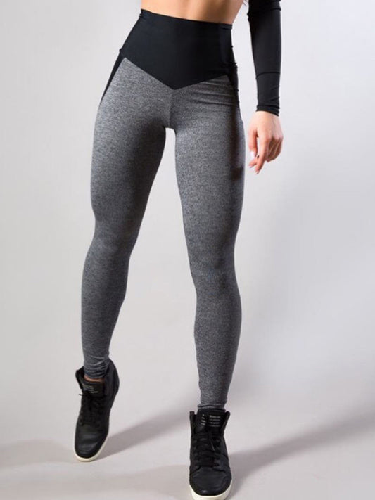 Ladies Stitching Hip Lifting High Waist Sweatpants Yoga Pants - Sidwish