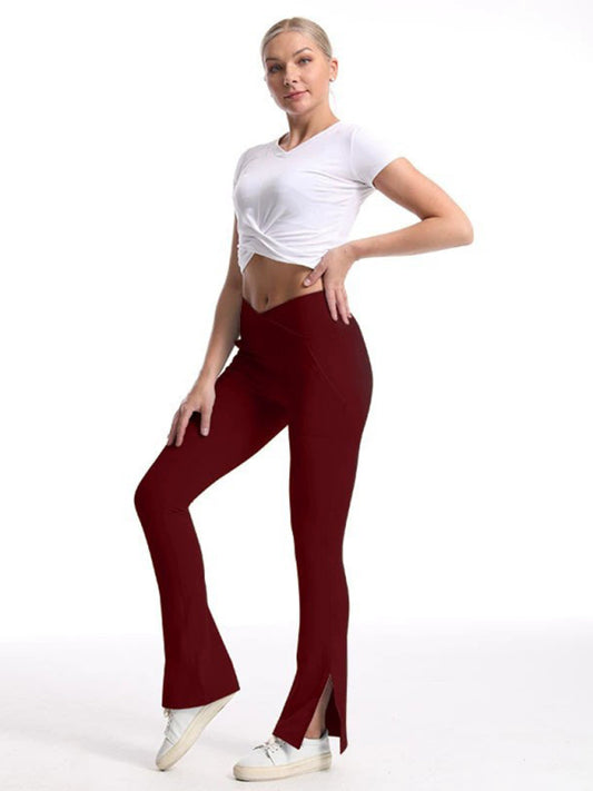 Slit Micro High Waist Elastic Hip Lifting Abdomen Dance Casual Sports Trousers - Sidwish