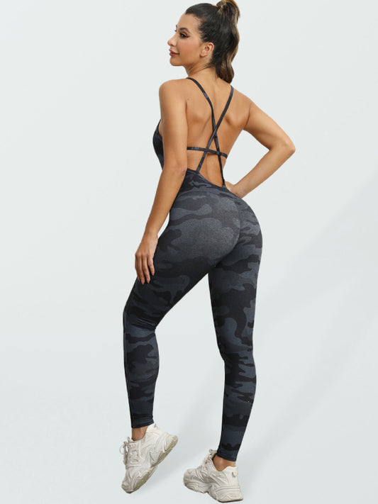 Women's sexy backless yoga fitness jumpsuit - Sidwish